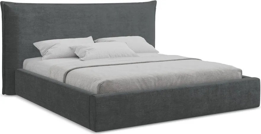 Тъмносиво двойно легло 180x200 cm тапицирано с място за съхранение с включена подматрачна рамка Esala – Makamii