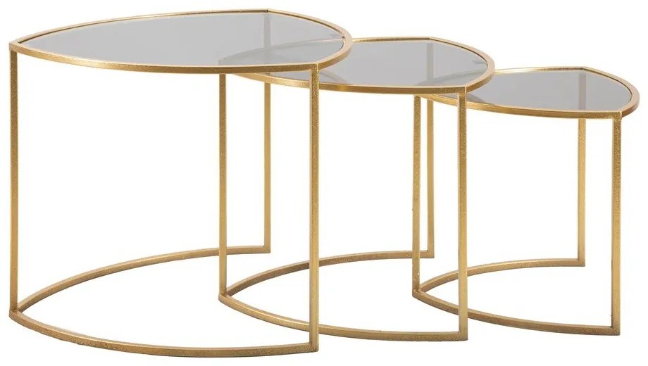 Кръгли масички за кафе със стъклен плот в златисто в комплект от 3 броя ø 60 cm Triangle – Mauro Ferretti