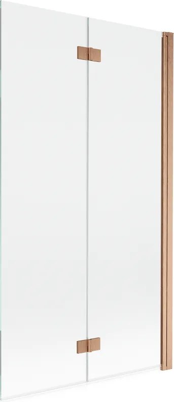 Mexen Mist душ параван, 2-крилен десен, 100 x 150 см, прозрачен, матирана мед - 8A9-100-002-65-00-P