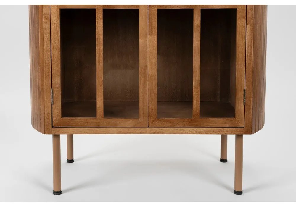 Витрина от масивно каучуково дърво в естествен цвят 80x140x38 cm Yaz – White Label