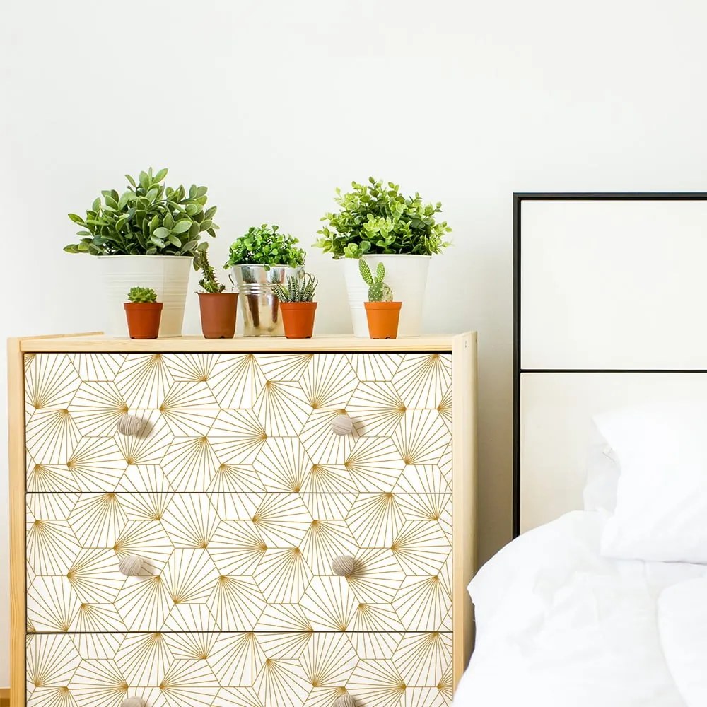 Бели и жълти декоративни тапети за мебели Hexoka - Ambiance