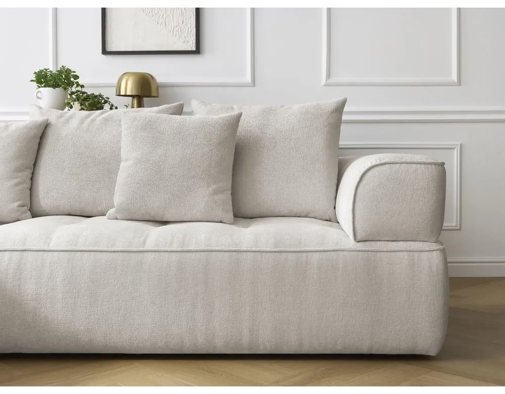 Бежов шенилов ъглов диван (ляв ъгъл/L форма) Whesley – Bobochic Paris