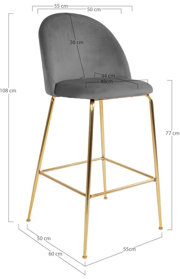Сиви бар столове от кадифе в комплект от 2 броя 108 см Lausanne - House Nordic