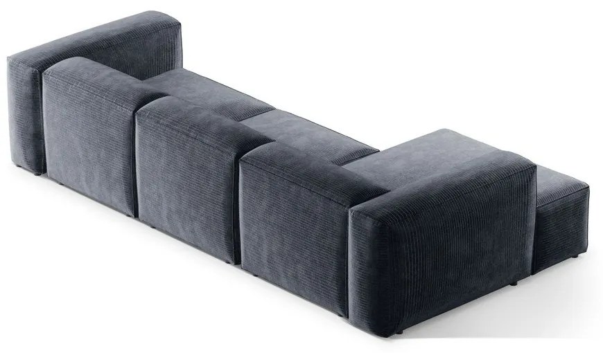 Сиво-син ъглов диван от рипсено кадифе (ляв ъгъл) Bergamo – Cosmopolitan Design