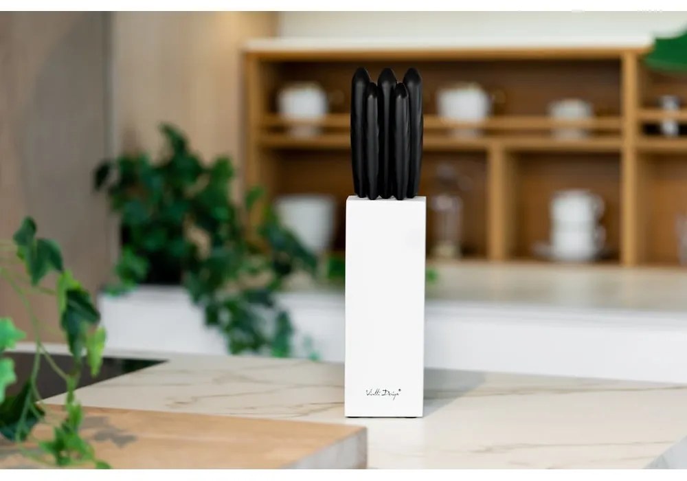 Комплект от 5 ножа в бял държач Caro - Vialli Design