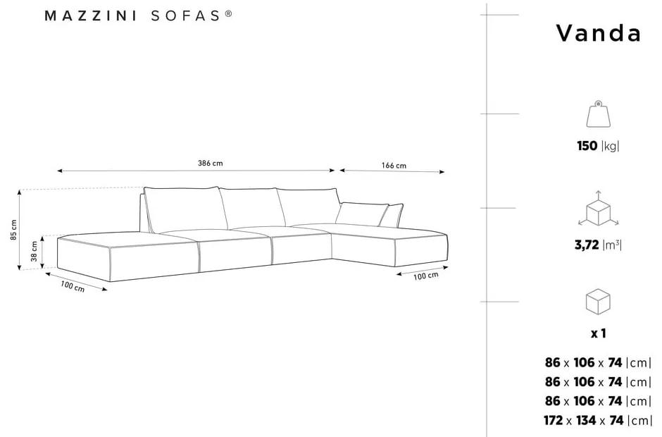 Бежов ъглов диван (десен ъгъл) Vanda - Mazzini Sofas