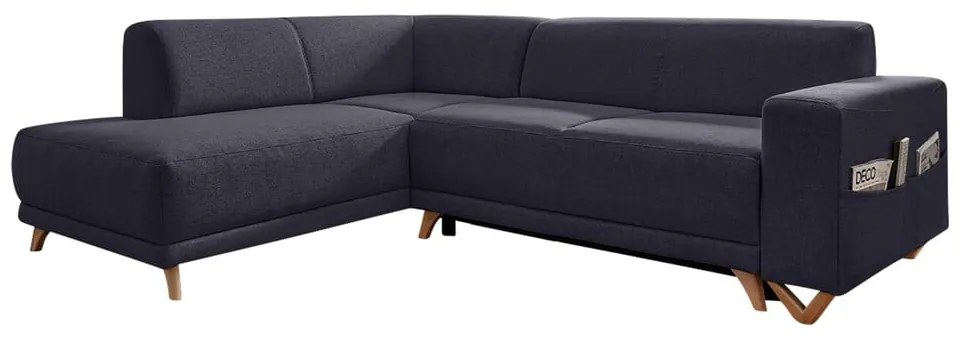 Антрацитен разтегателен/с място за съхранение ъглов диван (ляв ъгъл/L форма) Classy Sophie – Miuform