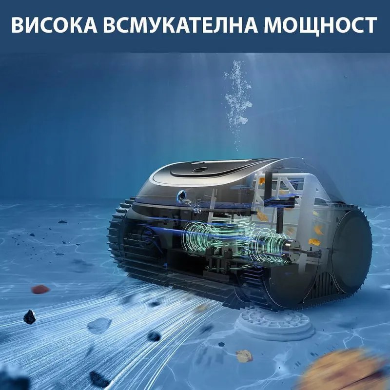 Безкабелен робот за почистване на басейни Wybot C1, 65W, SMART, За до 150 м2, 4 режима, Self-parking, Auto-reverse, IPX8, Черен