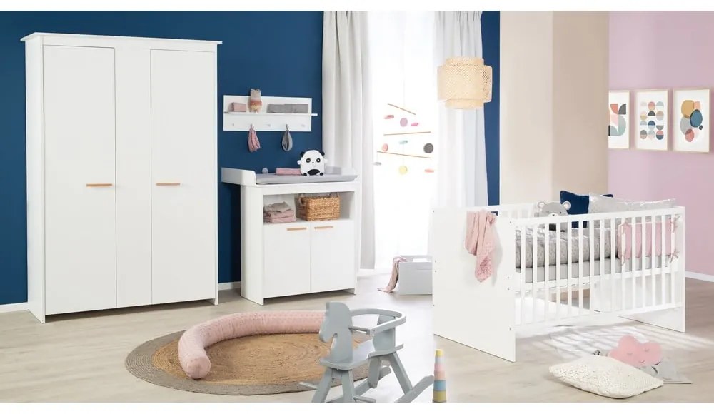 Бяло детско креватче 70x140 cm с регулируема височина Anton – Roba