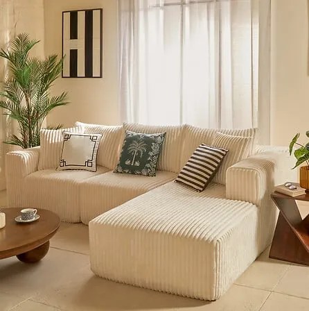 Компресиран ъглов диван atmosphera Solka, 254 cm,Кордурой - Амбър