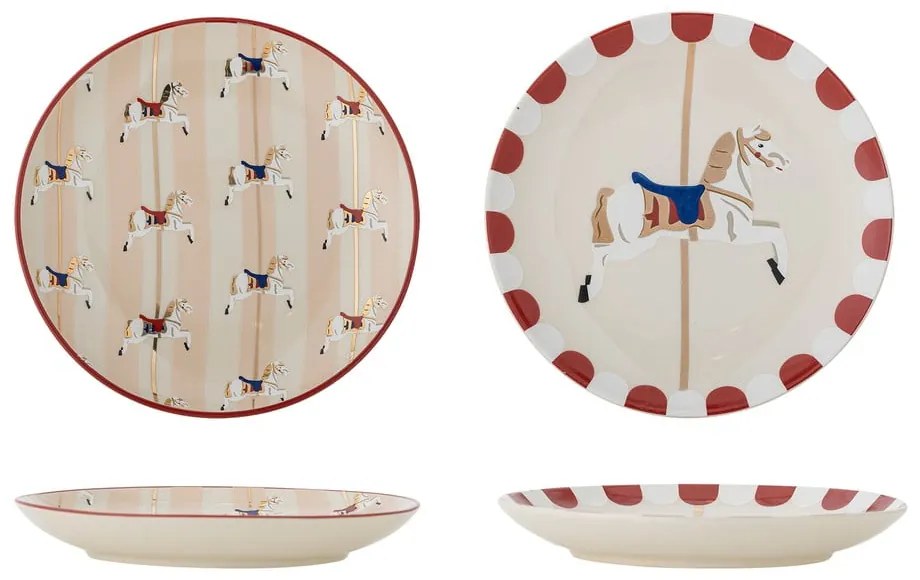 Кремави десертни глинени чинии в комплект от 2 бр. с коледни мотиви ø 16 cm Merry-go-round – Bloomingville