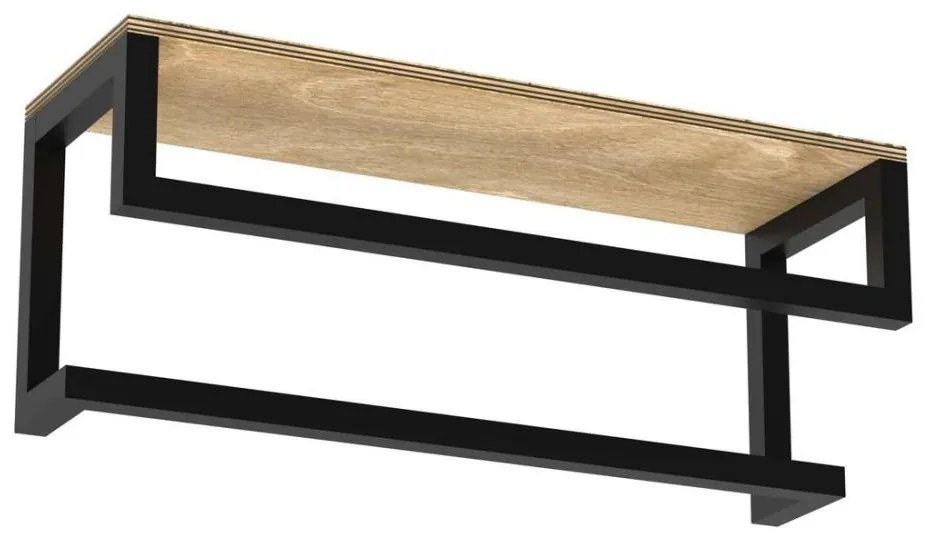 Стенна закачалка за кърпа с рафт 14х40 см черна