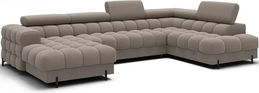 Светлокафяв кадифен разтегателен ъглов диван (десен ъгъл U форма) Feraria – ELTAP