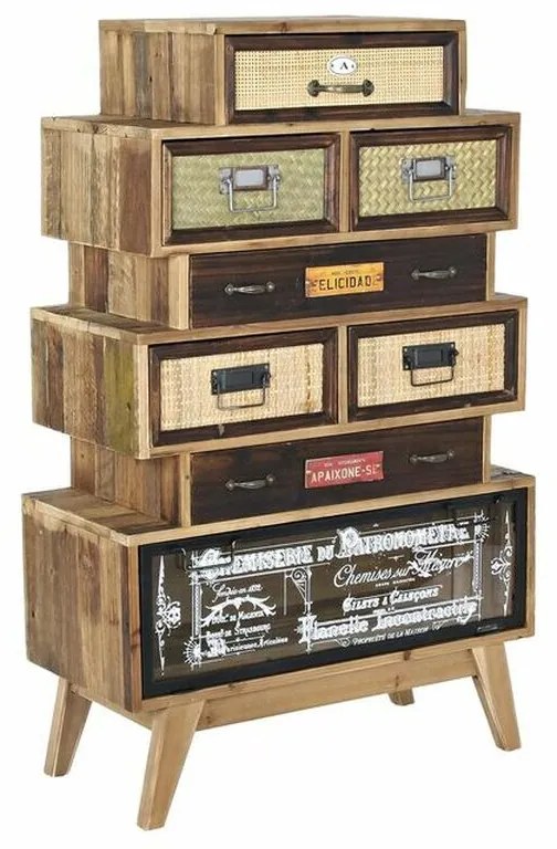 Скрин DKD Home Decor Естествен Ела Дървен MDF Модерен Vintage 70 x 33,5 x 111 cm