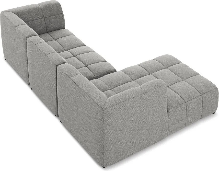 Сив ъглов диван от прежда с примки от букле (ляв ъгъл) Aloha – Makamii