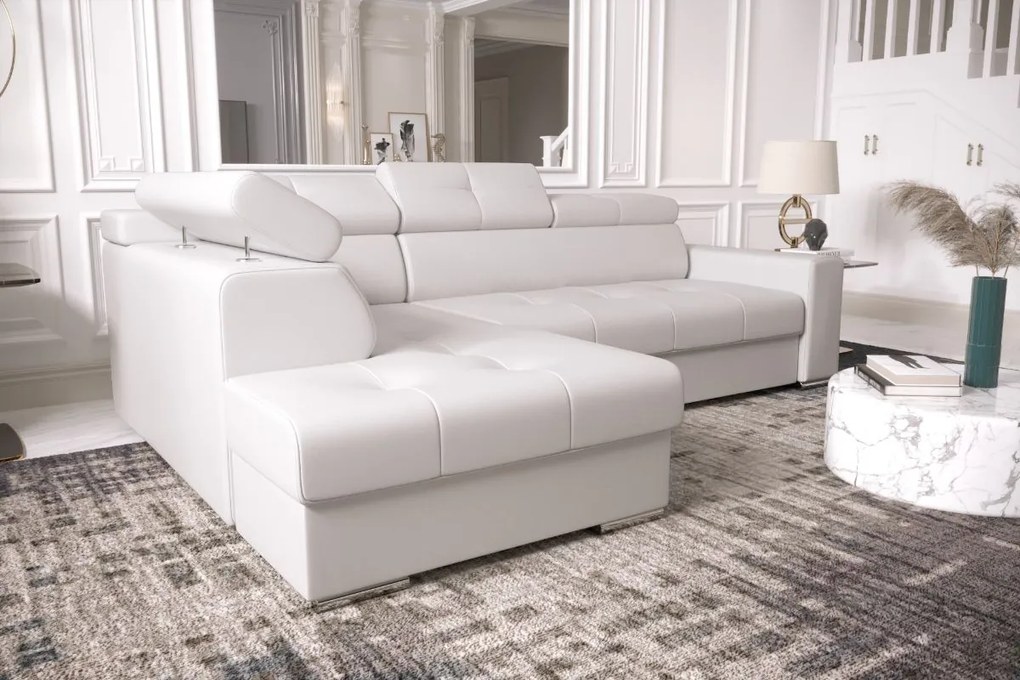 Ъглов диван April Eco LTHR-Leuko-Ляв