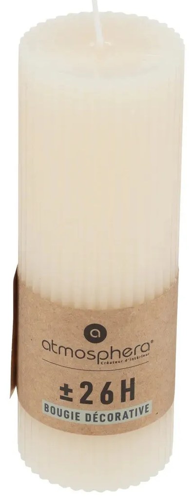 Свещ без аромат atmosphera Demi, Кръгла, 5x14 cm - Слонова кост