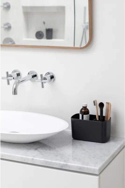 Кутия за аксесоари за баня Brabantia ReNew 1003493, Устойчива на корозия, Вътрешен разделител, Противоплъзгаща основа, Тъмносив