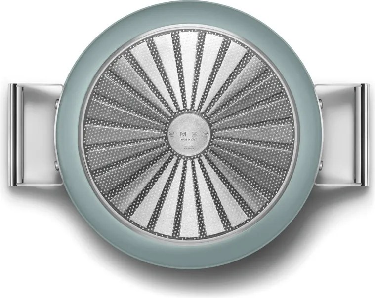 Плитка тенджера с капак Smeg DPF2812EGM, 28 см, 4.3 л, Керамично незалепващо покритие, Фурна до 250C, Без PFAS, Индукция, Изумрудено зелен