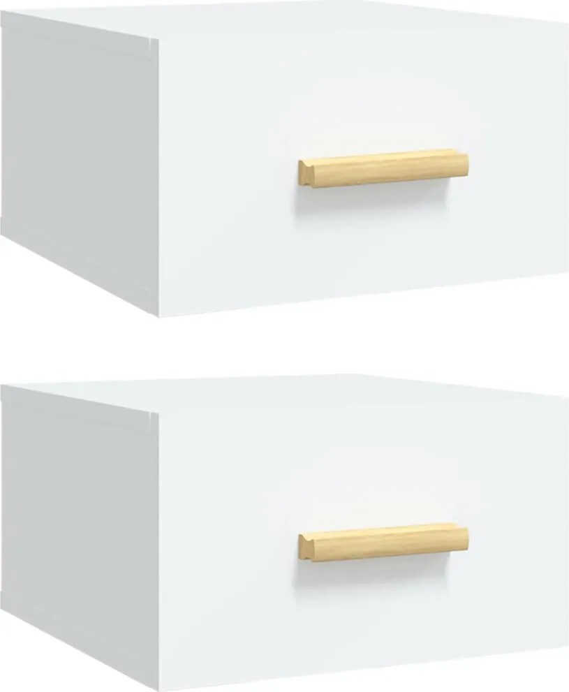 812835 vidaXL Нощни шкафчета за стенен монтаж, 2 бр, бели, 35x35x20 см