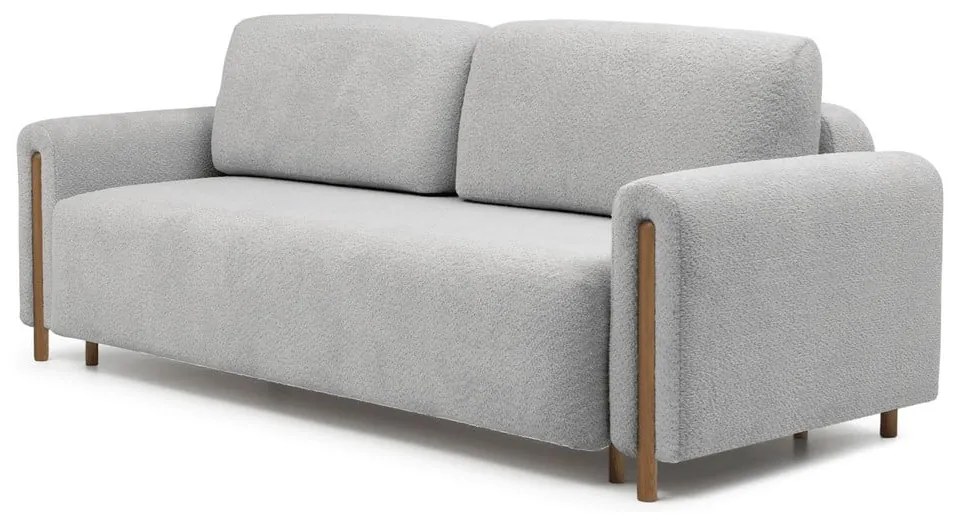 Светлосив сгъваем/с място за съхранение диван от прежда с примки от букле 244 cm Arcadova – ELTAP