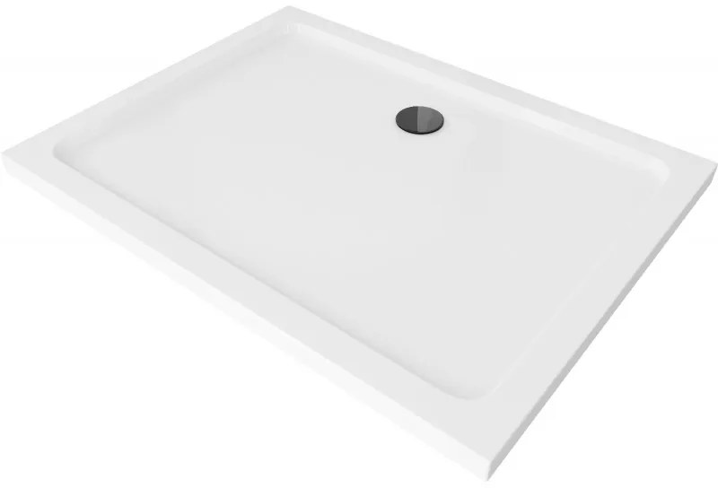 Mexen Flat правоъгълен душ панел slim 90 x 80 см, бял, черен сифона - 40108090B