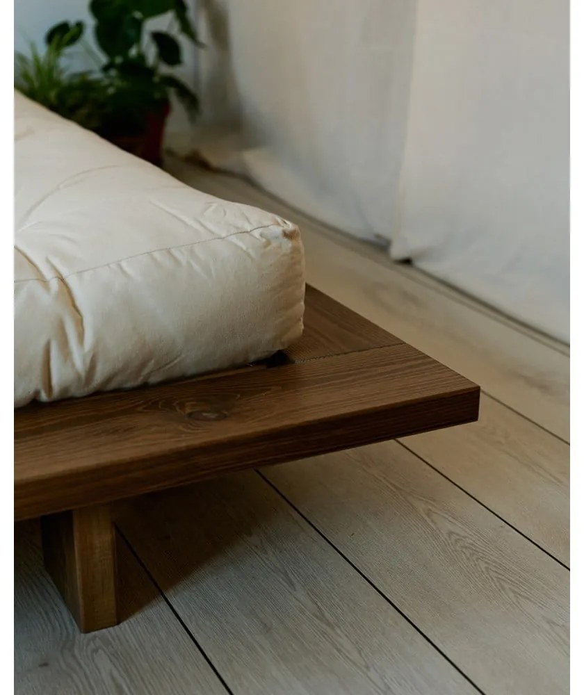 Кафяво двойно легло от борова дървесина с решетка 180x200 cm Japan - Karup Design