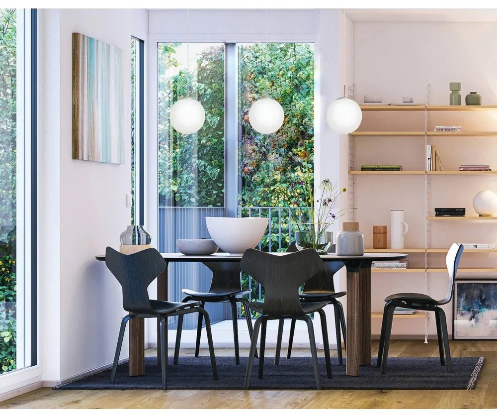 Бяло и сребристо висящо осветително тяло със стъклен абажур ø 20 cm RONDO – EGLO