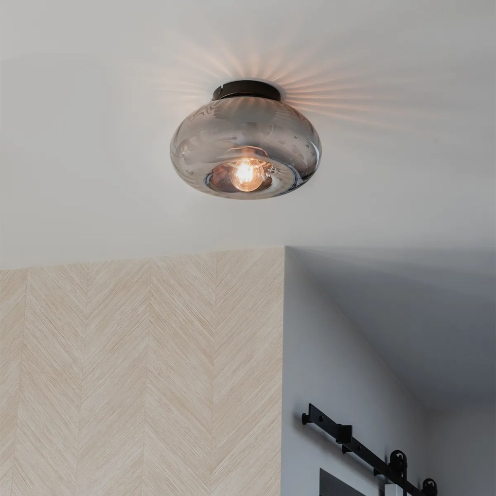 Смарт таванна лампа черна с димно стъкло, включваща WiFi P45 - Ayesha