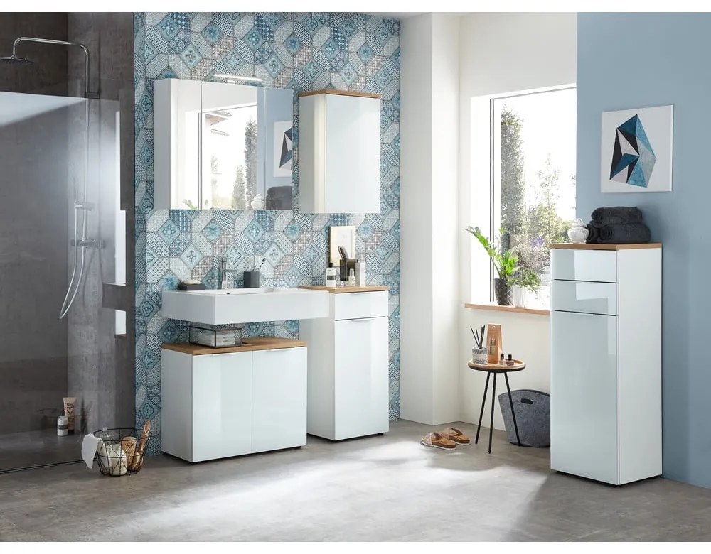 Дъбов шкаф за мивка в бял цвят 70x58 cm Pescara - Germania