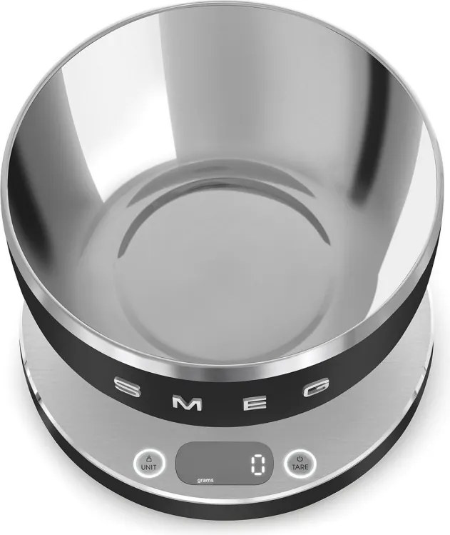 Кухненска везна Smeg Collezione KSC01BLMWW, До 5 кг/5 л, ТАРА, LED дисплей, Противоплъзгаща се основа, Автономия до 36 часа, Черен мат
