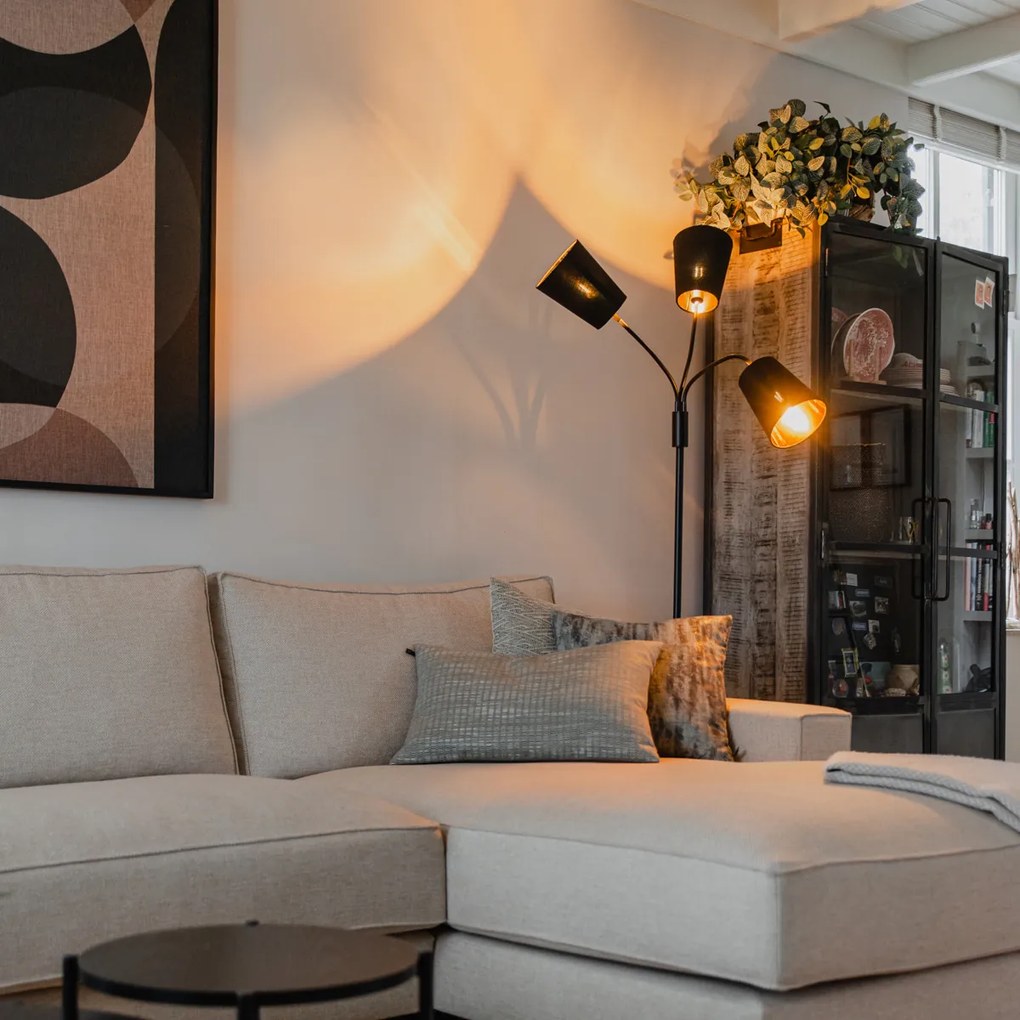 Модерна подова лампа черна 3-светлина - Carmen