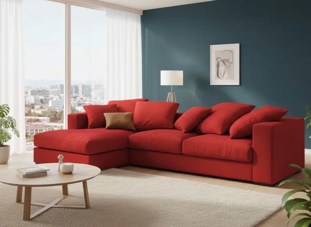Ъгъл диван Pilo-Customizable-225φ 145β cm.-Red (Star4623)
