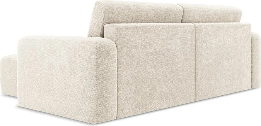 Кремав шенилов сгъваем/с място за съхранение ъглов диван (десен ъгъл) Kona – Makamii