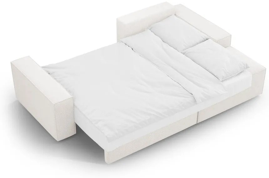 Бял разтегателен ъглов диван от букле (десен ъгъл) Jodie – Micadoni Home