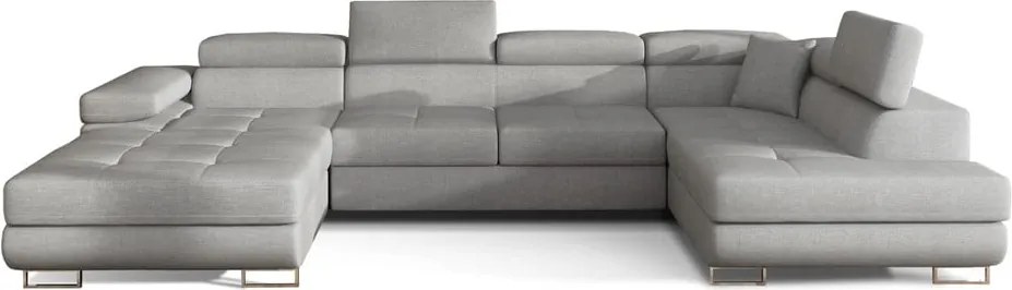 Светлосив разтегателен ъглов диван с място за съхранение (десен ъгъл U форма) Rodrigo – ELTAP
