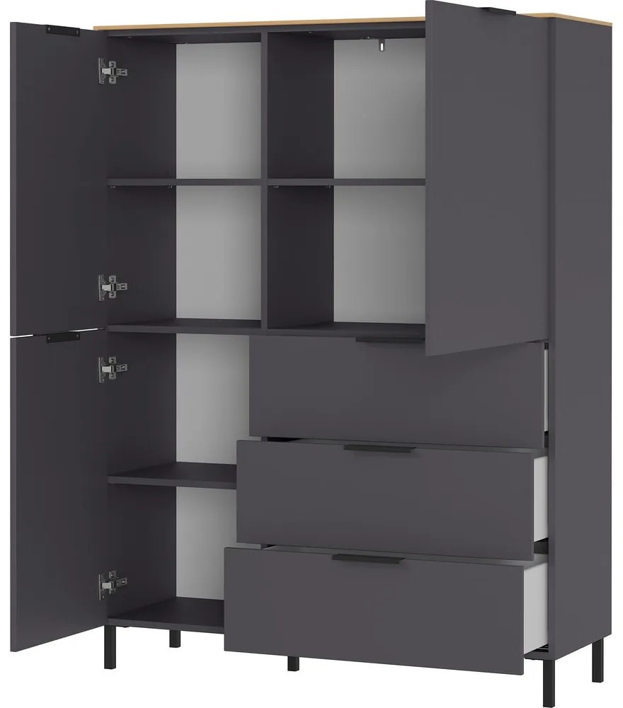 Сив висок скрин от дъб 109x146 cm California - Germania