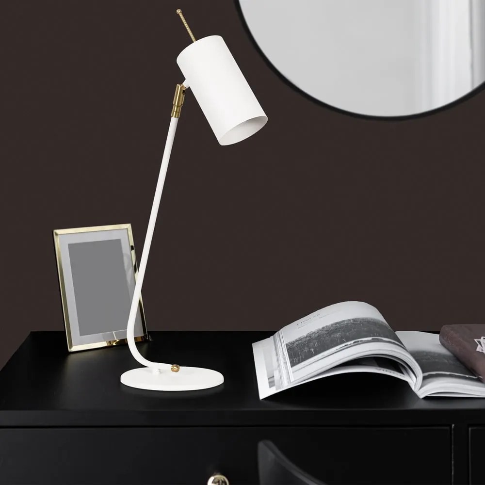 Бяла настолна лампа с метален абажур (височина 55 cm) Sivani – Opviq lights