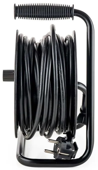 Удължител с макара Muhler 1006184, 3200W, 4 гнезда, 15 м, H05VV-F, IP20, Детска защита, Черен