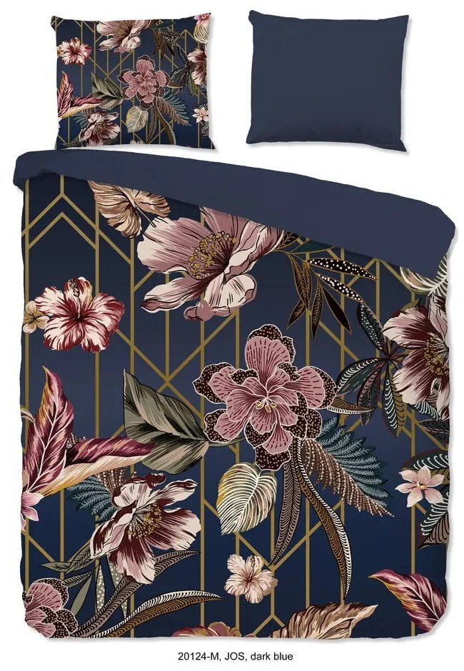 Тъмносиньо двойно удължено спално бельо от микрофибър 200x220 cm Jos – Good Morning