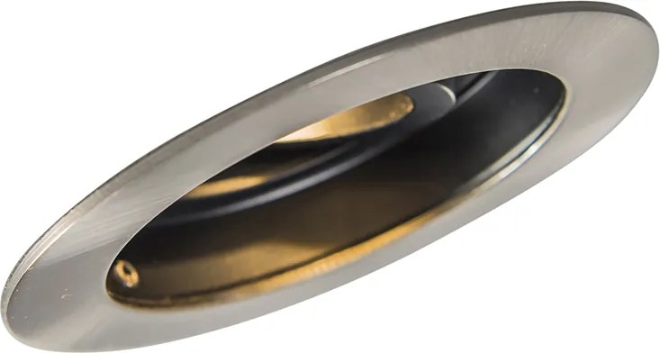 Интелигентен модерен вграден прожектор стомана с черно вкл. WiFi GU10 - Rondoo