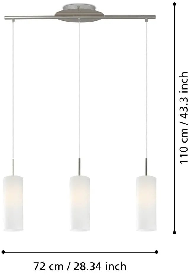 Бяло и сребристо висящо осветително тяло със стъклен абажур TROY 3 – EGLO