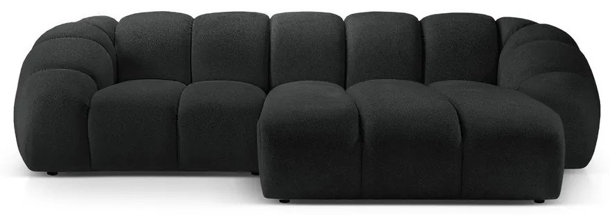 Черен ъглов диван (десен ъгъл) Diana – Micadoni