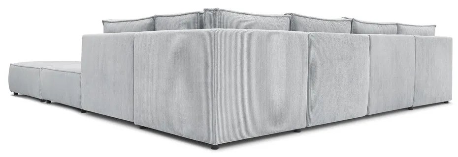 Светлосив променлив велурен U-образен ъглов диван Nihad modular - Bobochic Paris