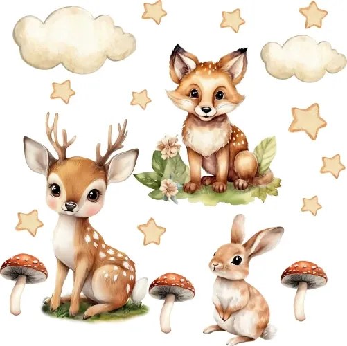 Вълшебни светещи стикери за деца - горски животни Šírka: 30 cm | Dĺžka: 60 cm