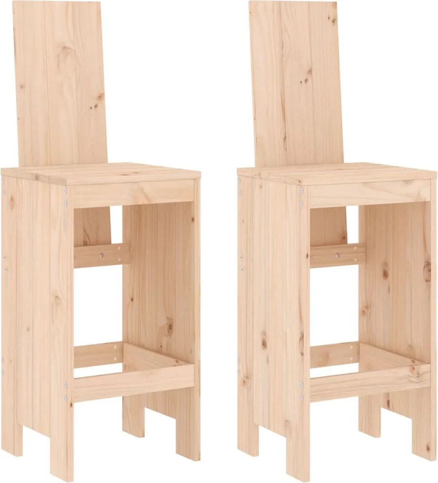 825352 vidaXL Бар табуретки, 2 бр, 40x42x120 см, борово дърво масив