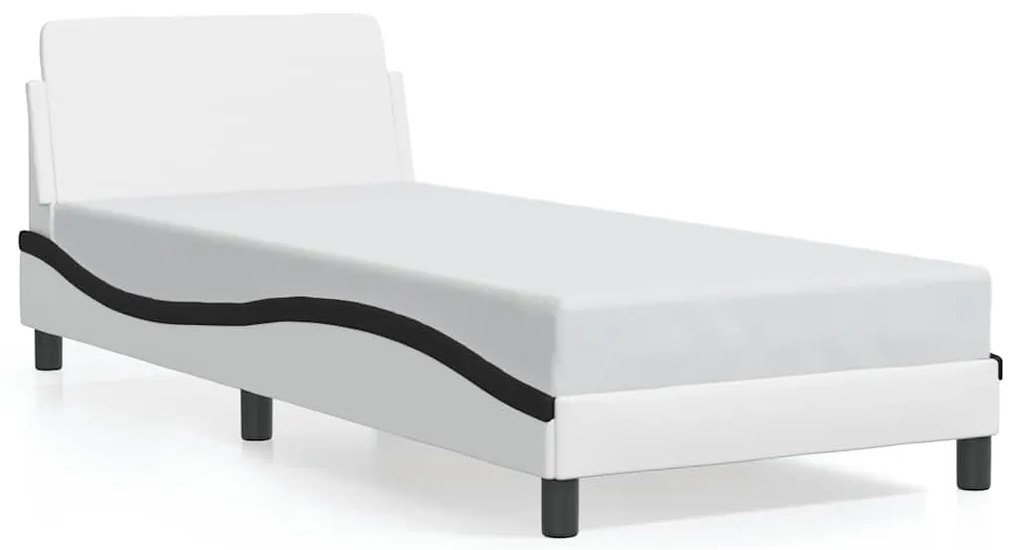 373104 vidaXL Рамка за легло Dover, бяла, черна, 90x190 см изкуствена кожа