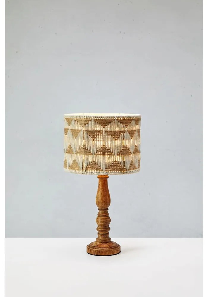 Настолна лампа с абажур от текстил и юта в кафяв и естествен цвят (височина 45 cm) Ano – Markslöjd