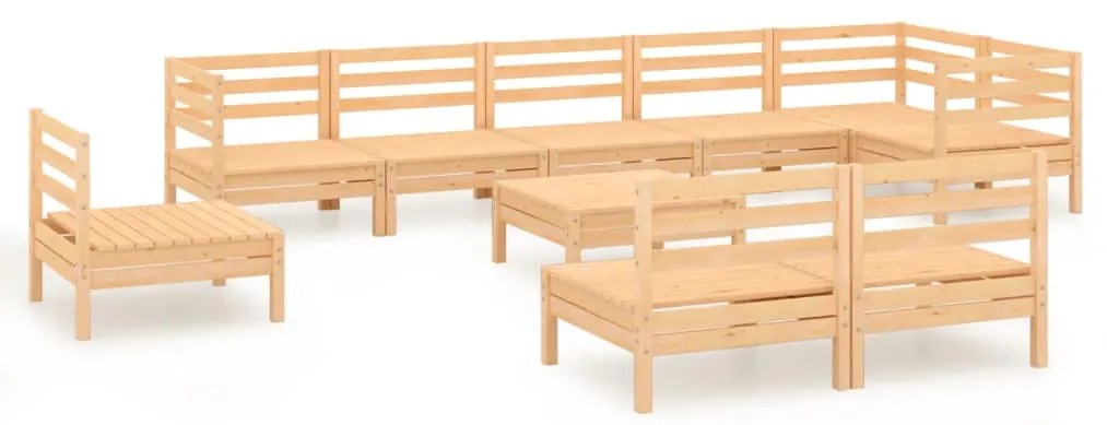 3082909 vidaXL Градински лаундж комплект, 10 части, бор масив