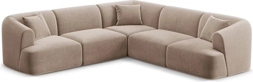 Светлокафяв кадифен ъглов диван Campi – Cosmopolitan Design